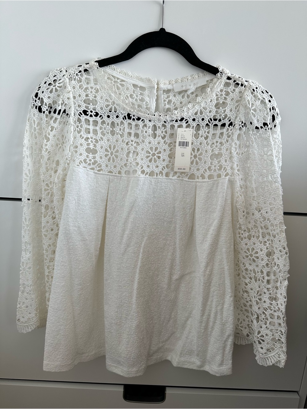 Anthropologie White Crochet Lace Yoke Blouse